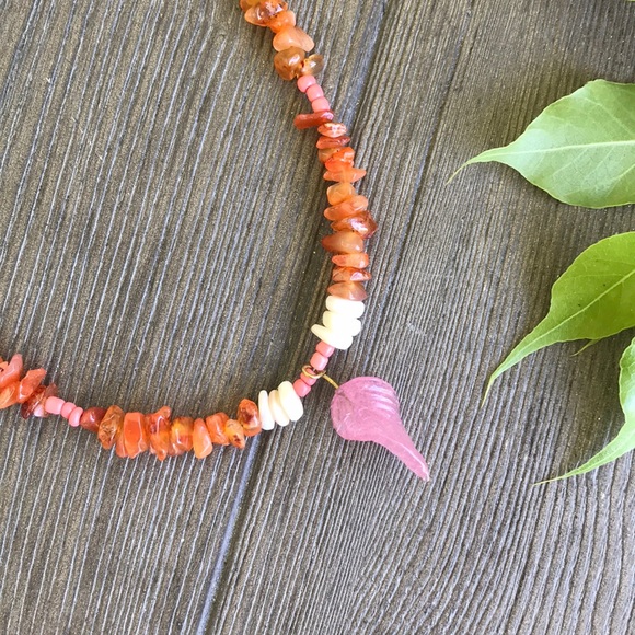 🍋🌿Handmade Blown Glass Rock Necklace🌿🍋 - Picture 4 of 7